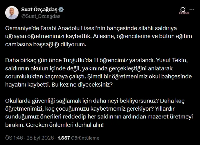 Suat Özçağdaş, okullarda güvenlik önlemi istedi — fotoğraf 2