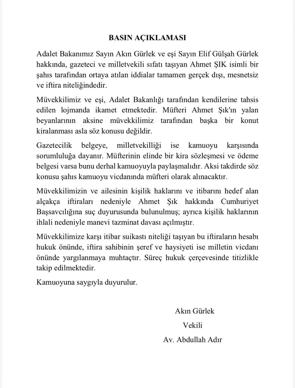 Akın Gürlek'in avukatı: Ahmet Şık hakkında suç duyurusu — fotoğraf 2