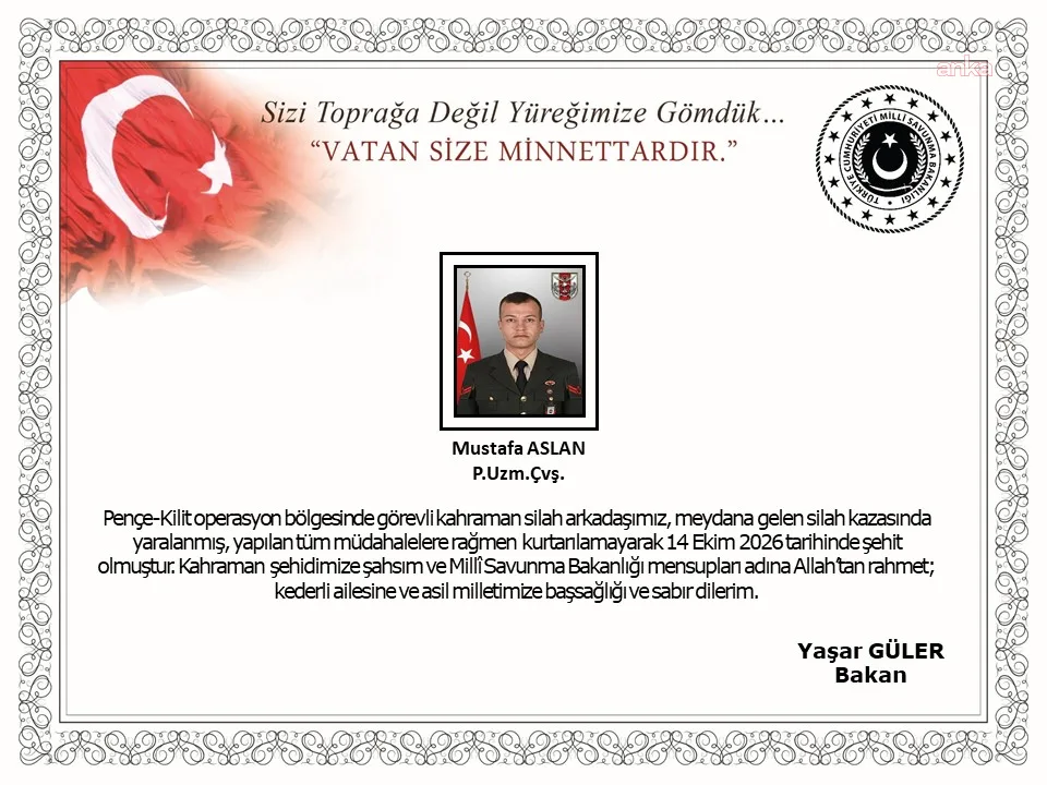 Pençe-Kilit'te uzman çavuş Mustafa Aslan şehit oldu