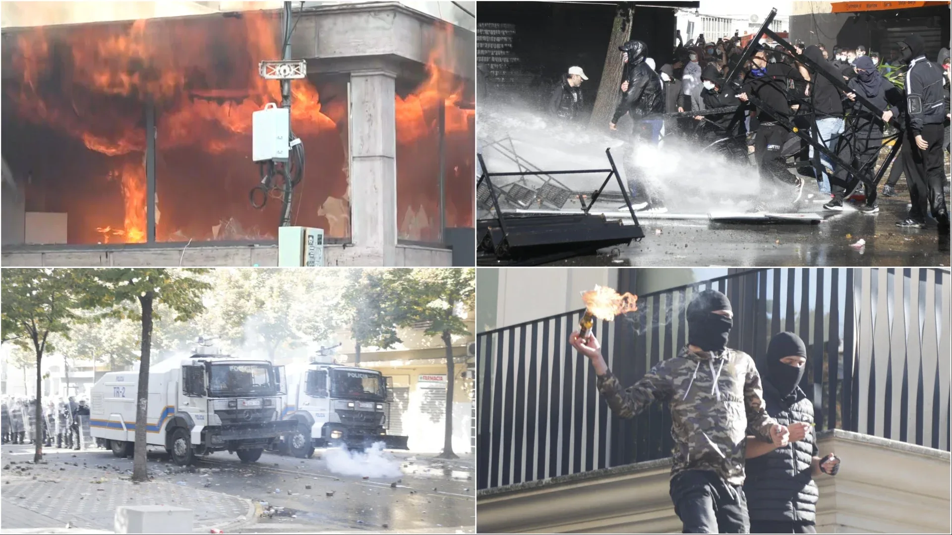 Tiran'da protestolarda Eğitim Bakanlığı binası ateşe verildi