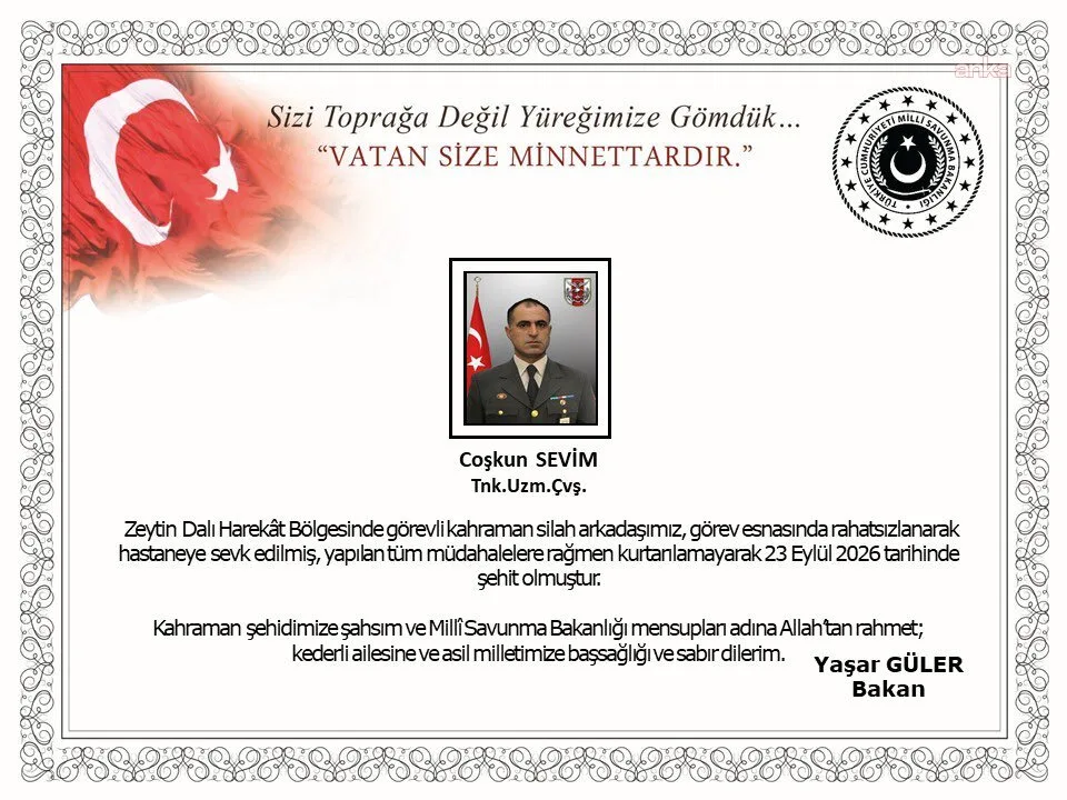Coşkun Sevim, Zeytin Dalı bölgesinde şehit oldu