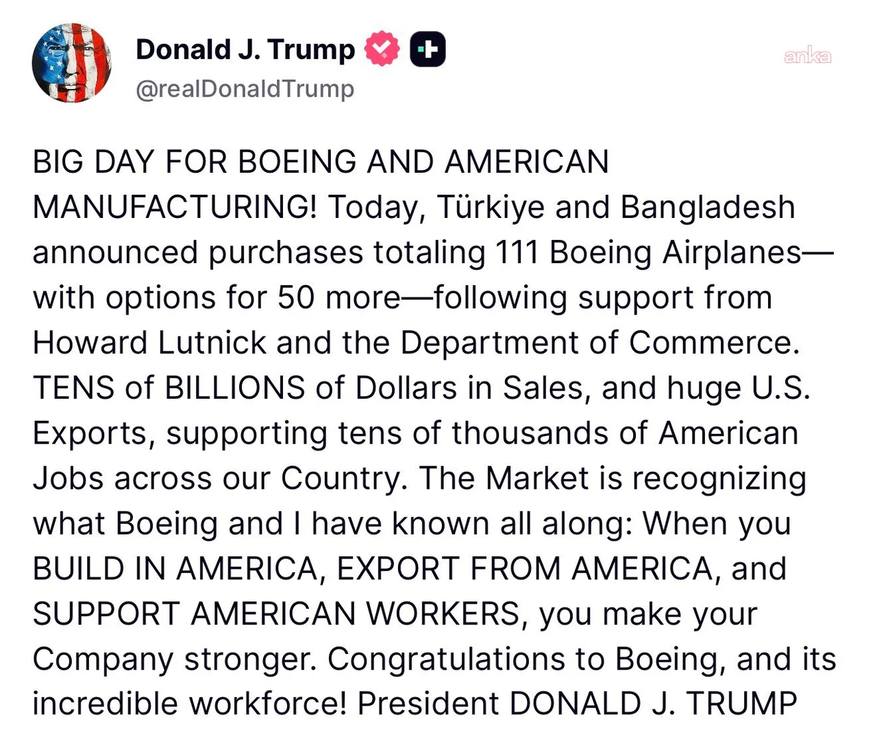 ABD Başkanı Donald Trump: Türkiye ve Bangladeş 111 uçak alacak — fotoğraf 2