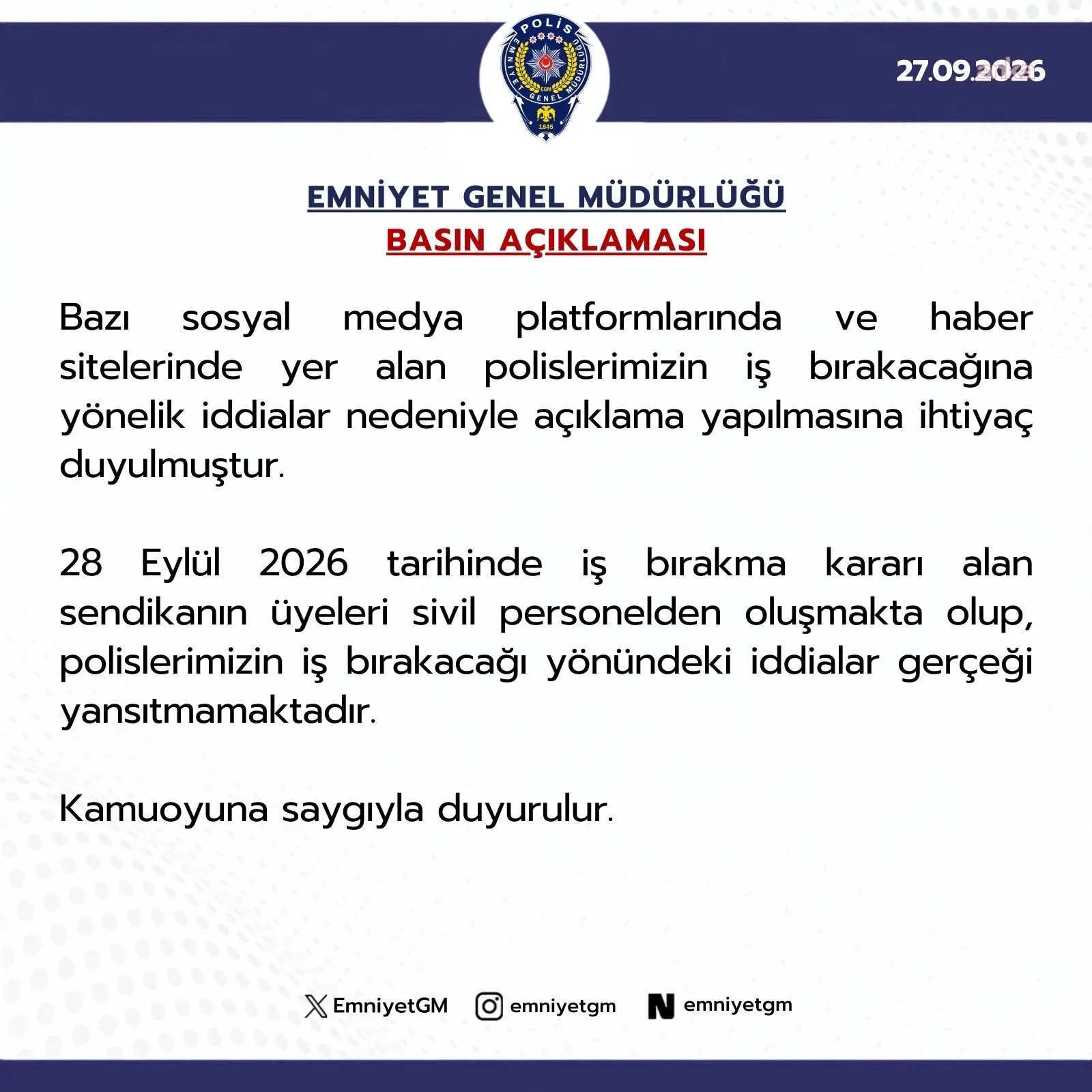 EGM: Polislerin iş bırakacağı iddiası gerçeği yansıtmıyor — fotoğraf 2