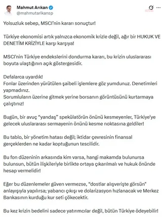 Mahmut Arıkan, MSCI kararını yolsuzluğa bağladı — fotoğraf 2