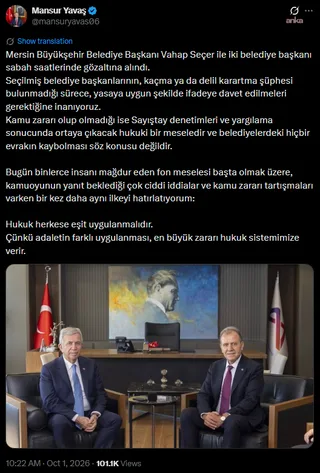Mansur Yavaş'tan belediye operasyonlarına tepki: Hukuk herkese eşit uygulanmalıdır — fotoğraf 2